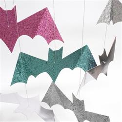 Meri Meri - Pastel Halloween Glitter Hanging Bats - Pastel Renk Simli Asılan Yarasalar