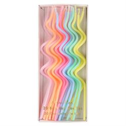 Meri Meri - Pastel Swirly Candles - Pastel Kıvrımlı Mumlar - 20li