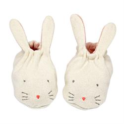 Meri Meri - Peach Bunny Baby Booties - Şeftali Tavşanlı Bebek Patiği