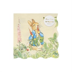 Meri Meri - Peter Rabbit In The Garden Large Napkins - Peter Rabbit Bahçede Peçeteler - L - 16Lı