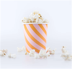 Meri Meri - Pink & Orange Stripy Cups - Pembe & Turuncu Çizgili Bardaklar (8li)