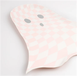 Meri Meri - Pink Checker Ghost Plates - Pembe Hayalet Tabaklar (8li)