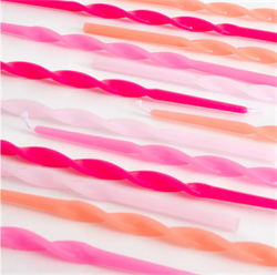Meri Meri - Pink Twisted Long Candles - Pembe Kıvrımlı Uzun Mumlar - 16lı