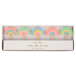Meri Meri - Rainbow Candles - Gökkuşağı Mumlar - 5li