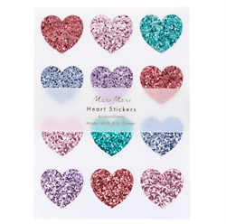 Meri Meri - Rainbow Glitter Heart Stickers - Parıltılı Kalp Çıkartmalar