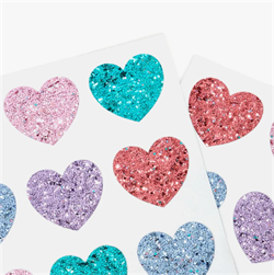 Meri Meri - Rainbow Glitter Heart Stickers - Parıltılı Kalp Çıkartmalar