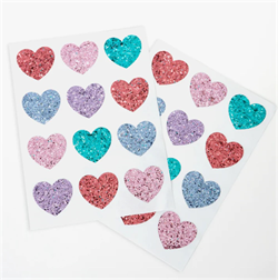 Meri Meri - Rainbow Glitter Heart Stickers - Parıltılı Kalp Çıkartmalar