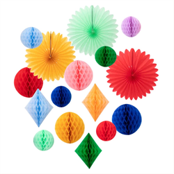 Meri Meri - Rainbow Honeycomb Decoration Kit - Gökkuşağı Petekli Dekor Kiti - 16 parça