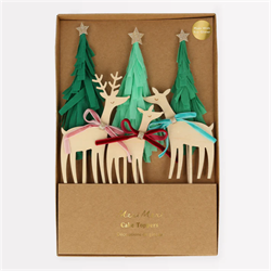 Meri Meri - Reindeer Family Cake Toppers - Ren Geyikleri Ailesi Pasta Süsü