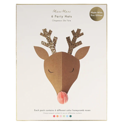 Meri Meri - Reindeer Party Hats - Ren Geyikleri Parti Şapkaları - 6lı