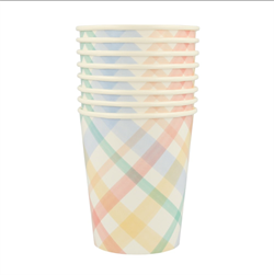 Meri Meri - Spring Plaid Cups - Bahar Yeri Bardaklar - 8li