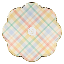 Meri Meri - Spring Plaid Dinner Plates - Bahar Yeri Tabaklar - L - 8li