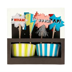 Meri Meri - Superhero Cupcake Kit - Süper Kahraman Cupcake Seti - 24lü