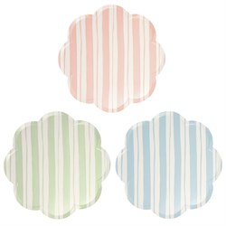 Meri Meri - Ticking Stripe Dinner Plates - Kalın Çizgili Tabaklar - L - 8li