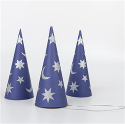 Meri Meri - Wizard Party Hats & Wands - Sihirbaz Parti Şapkaları & Sihirli Değnekler (6lı)