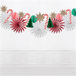 Meri Meri - Xmas Honeycomb Garland - Yeni Yıl Petekli Asılan Süs