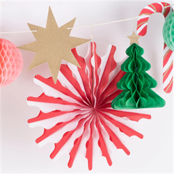 Meri Meri - Xmas Honeycomb Garland - Yeni Yıl Petekli Asılan Süs