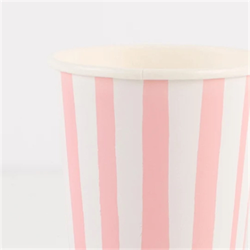 Meri Meri - Pink Stripe Cups - Pembe Çizgili Bardaklar - 8li