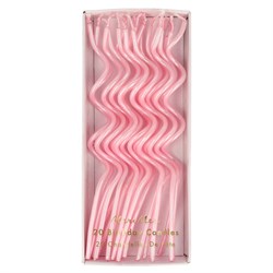 Meri Meri - Pink Swirly Candles - Pembe Kıvrımlı Mumlar - 20li