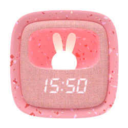 Pembe Terazzo Tavşan Masaüstü Saati ve Gece Lambası