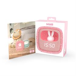 Pembe Terazzo Tavşan Masaüstü Saati ve Gece Lambası