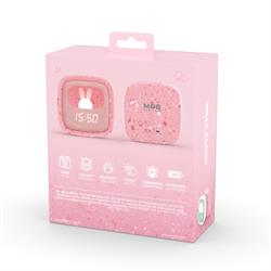 Pembe Terazzo Tavşan Masaüstü Saati ve Gece Lambası