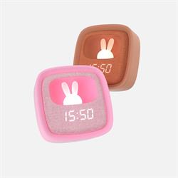 Şeker Pembe Tavşan Masaüstü Saati ve Gece Lambası