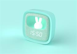 Turkuaz Tavşan Masaüstü Saati ve Gece Lambası