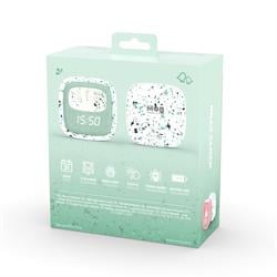 Turkuaz Terazzo Tavşan Masaüstü Saati ve Gece Lambası