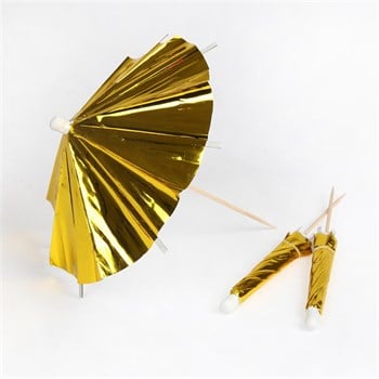 Meri Meri - Gold Long Cocktail Umbrellas - Altın Uzun Kokteyl Şemsiyeleri