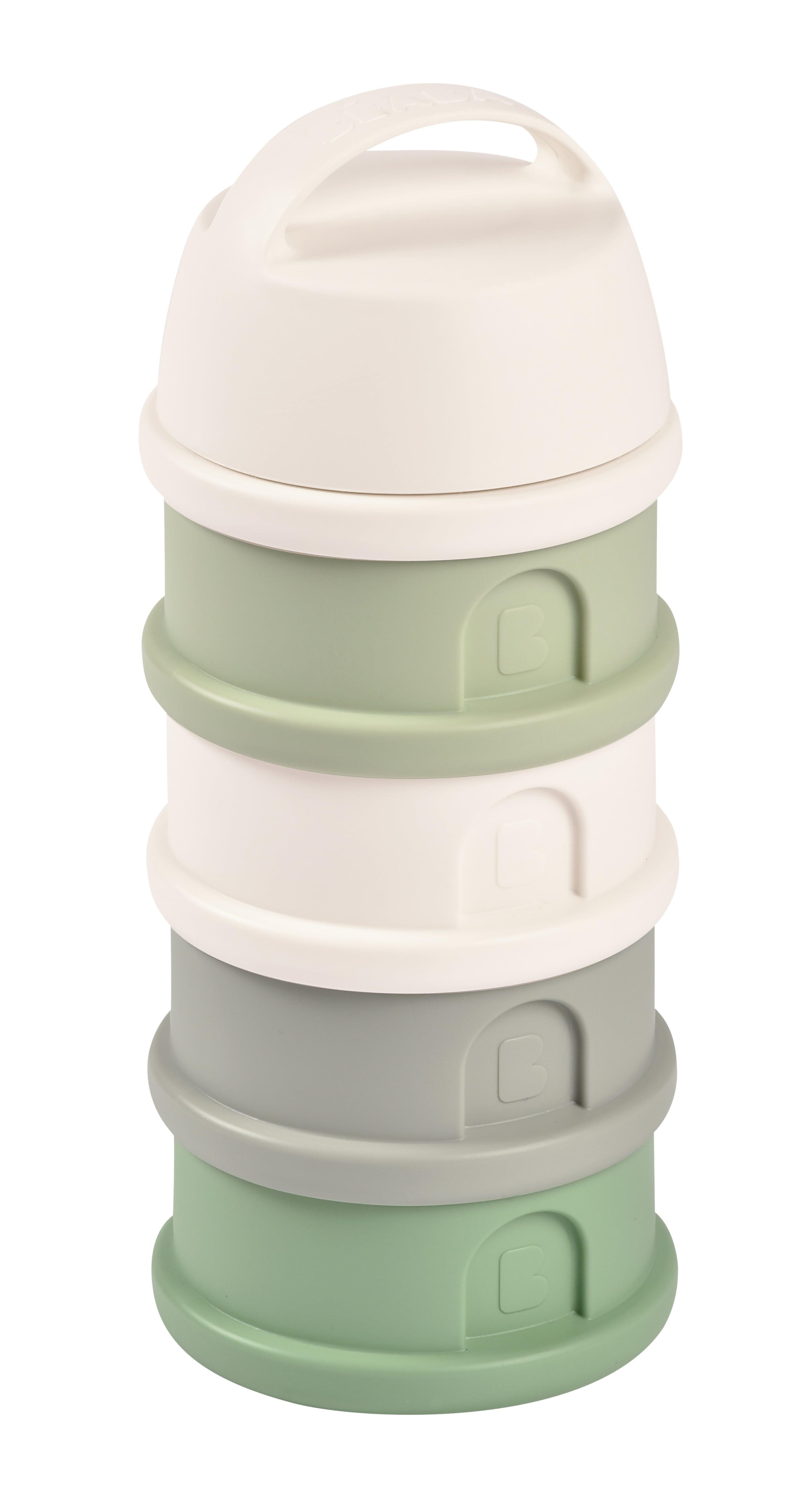 4 Katmanlı süt tozu kutusu ve atıştırmalık kabı (Cotton White/Sage Green) Beslenme Beaba
