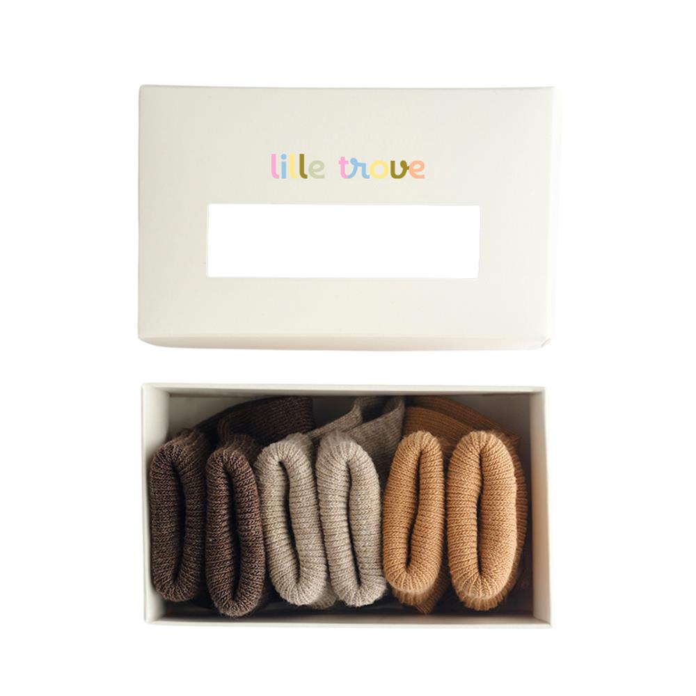 Lille Trove, Yenidoğan Çok Renkli Çorap 3lü Kutu / Kahverengi Kategorisiz Lille Trove