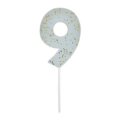 Meri Meri - Blue Number 9 Candle - 9 Numara Mavi Mum