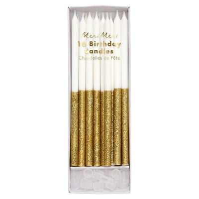 Meri Meri - Gold Glitter Dipped Candles - Altın Simli Mumlar