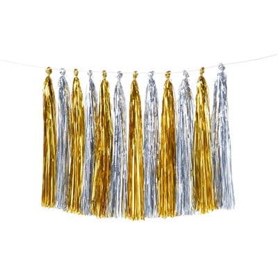 Meri Meri - Gold & Silver Tassel Garland - Altın & Gümüş Püsküllü Asılan Süs