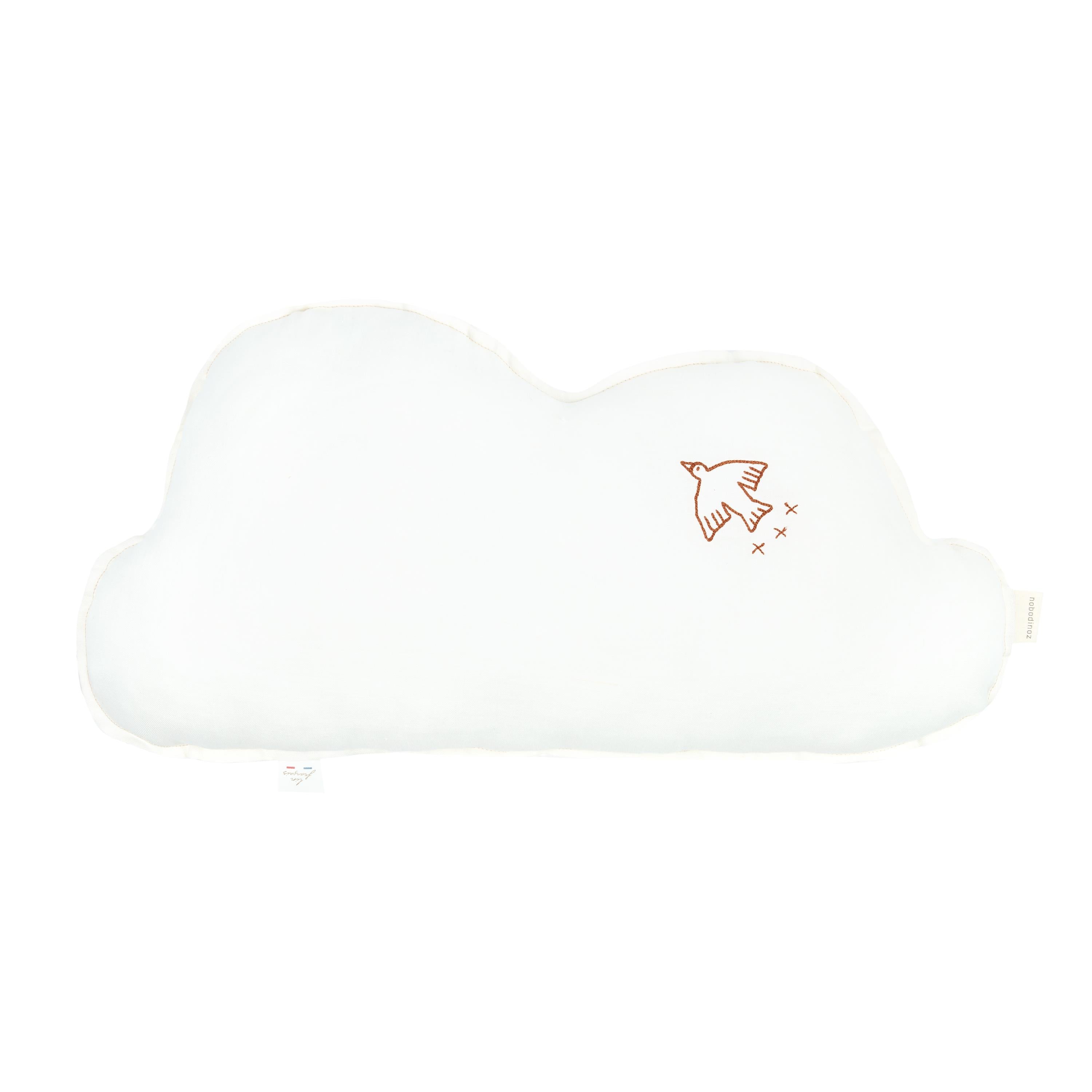 Nobodinoz İşlemeli Fransız Keten Yastık, Cloud Off White