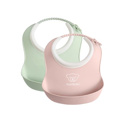 BabyBjörn 2´li Mini Yumuşak Plastik Mama Önlüğü Powder Green / Pink