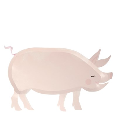 Meri Meri - On The Farm Pig Plates - Domuz Tabak - 12'li