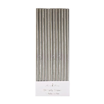 Meri Meri - Silver Foil Party Straws - Gümüş Folyolu Pipet