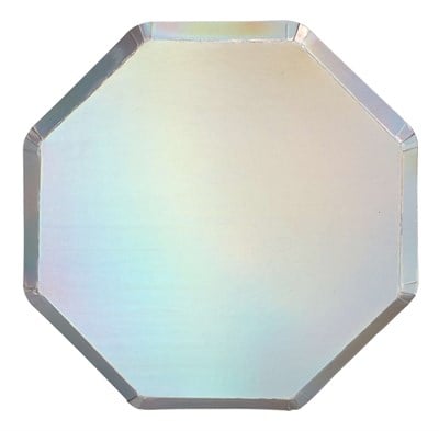 Gümüş Holografik Büyük Boy Tabaklar (8'li)