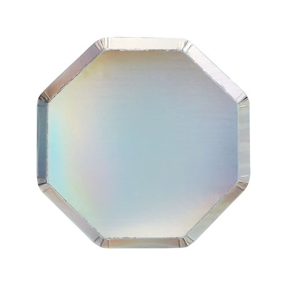 Meri Meri - Silver Holographic Plates - Gümüş Hologramlı Tabaklar - M - 8'li