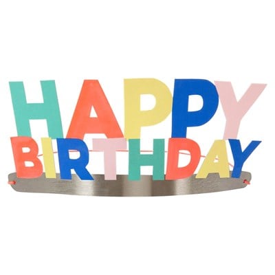 Meri Meri - Happy Birthday Party Crowns - Happy Birthday Parti Taçları - 8'li