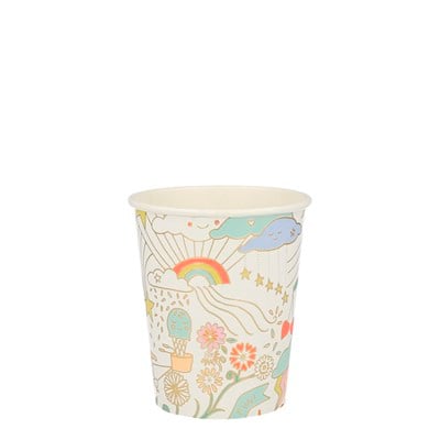 Meri Meri - Happy Doodle Party Cups - Renkli Doodle Bardak - 8'li