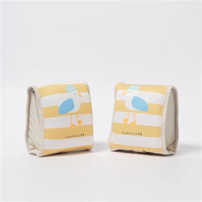 Kids Neoprene Arm Bands Sid the Seagull Mustard Stripe
