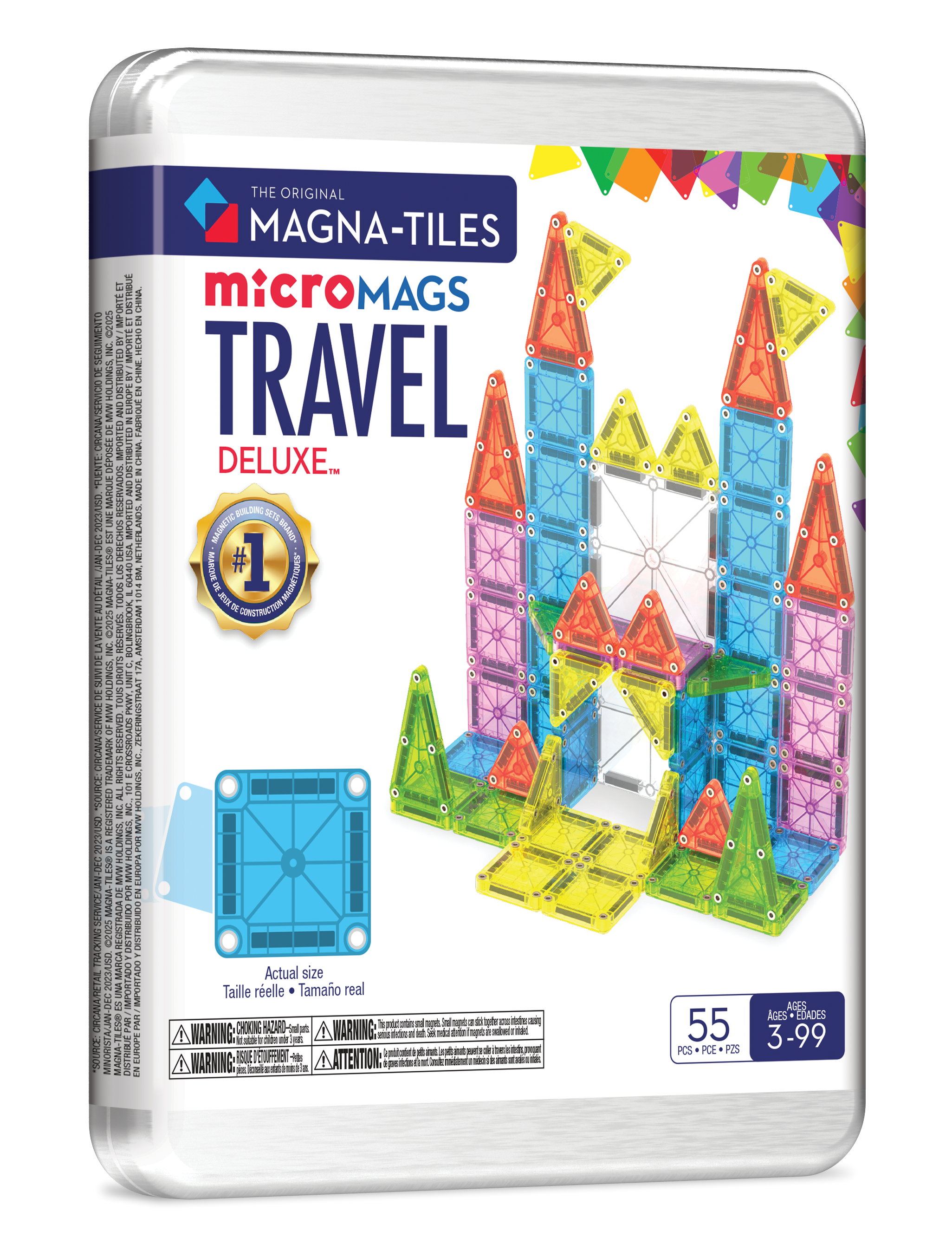 Magna-Tiles 55 Parça MicroMAGS Seyahat Seti, Taşınabilir Manyetik