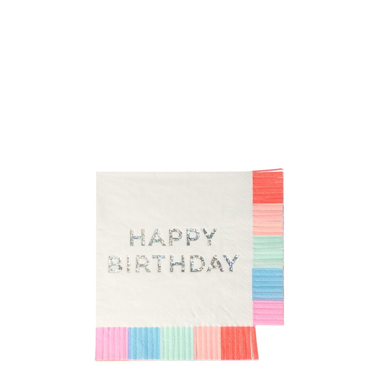Meri Meri - Birthday Fringe Small Napkins - Happy Birthday Peçete - S - 16'lı
