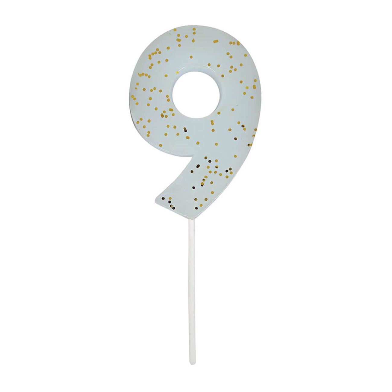 Meri Meri - Blue Number 9 Candle - 9 Numara Mavi Mum