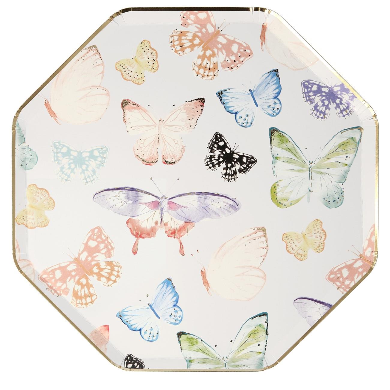 Meri Meri - Butterfly Plates - Kelebek Tabak - 8'li