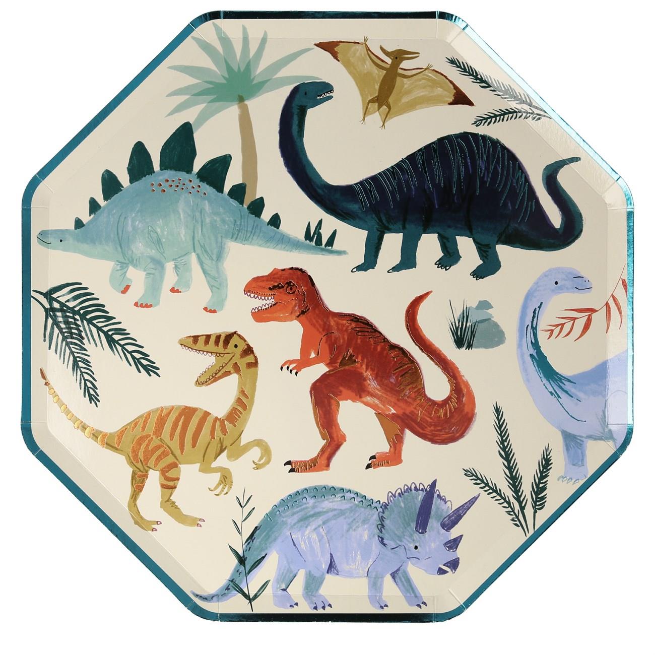 Meri Meri - Dinosaur Plates - Dinozor Tabak - 8'li