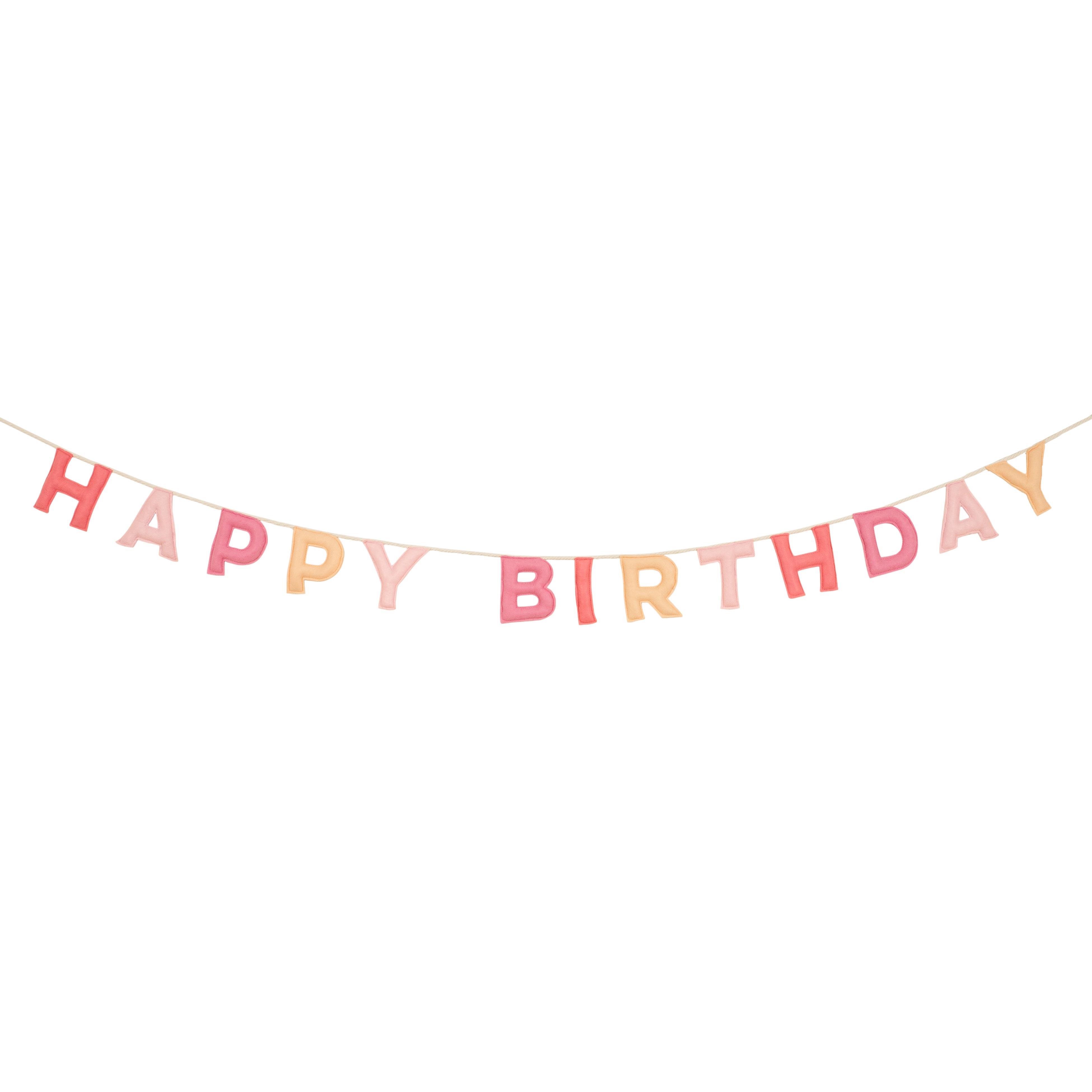 Meri Meri - Happy Birthday Keçe Asılan Süs - Pembe